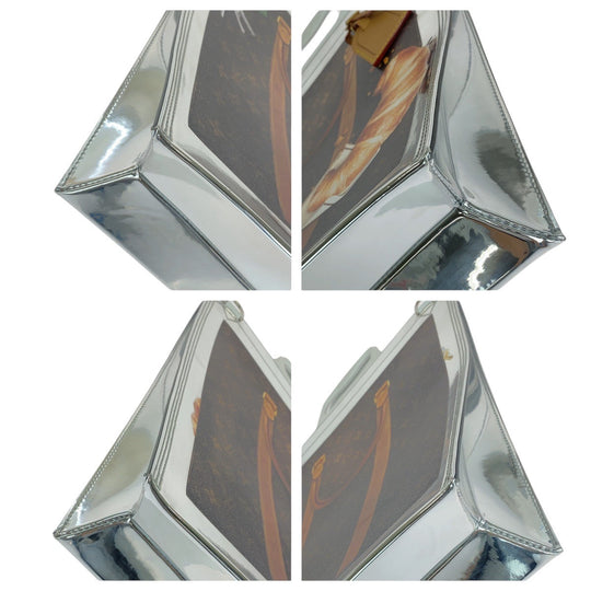 LOUIS VUITTON Tote Bag M23151 PVC, enamel, leather Brown Silver White Tote Bag Shoulder Bag 2way Unisex A4 Storage Monogram Freezer Sac Plat Women Used Authentic