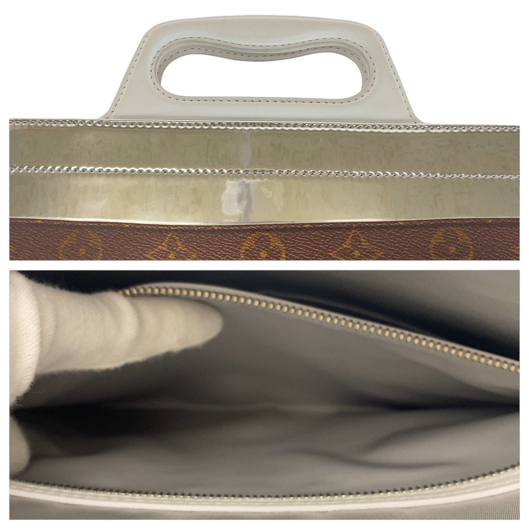 LOUIS VUITTON Tote Bag M23151 PVC, enamel, leather Brown Silver White Tote Bag Shoulder Bag 2way Unisex A4 Storage Monogram Freezer Sac Plat Women Used Authentic