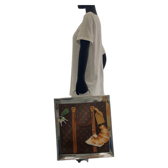 LOUIS VUITTON Tote Bag M23151 PVC, enamel, leather Brown Silver White Tote Bag Shoulder Bag 2way Unisex A4 Storage Monogram Freezer Sac Plat Women Used Authentic