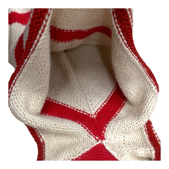 LOEWE poncho wool Ivory Red Embroidered knit poncho mens One Size Used Authentic