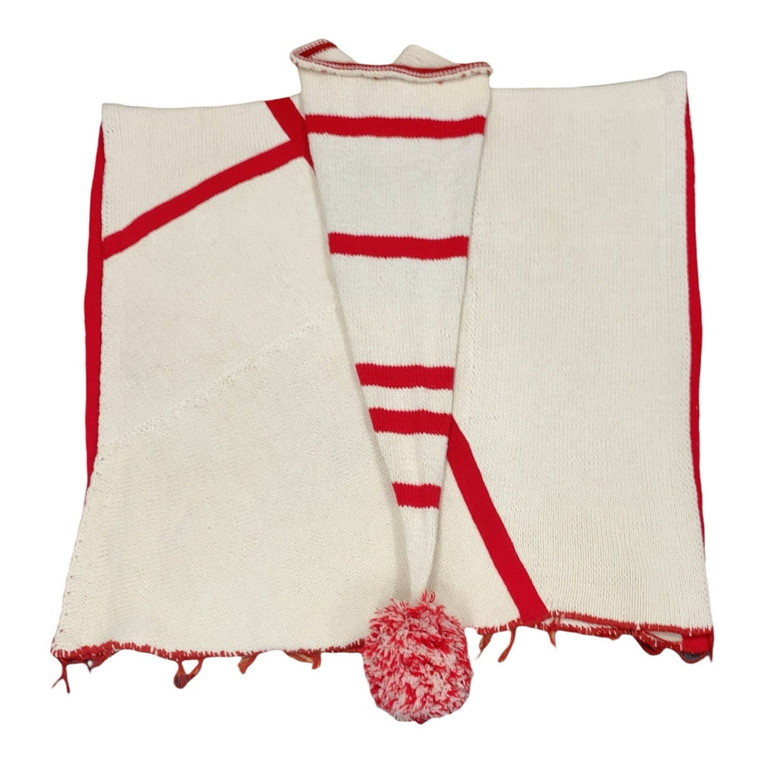 LOEWE poncho wool Ivory Red Embroidered knit poncho mens One Size Used Authentic