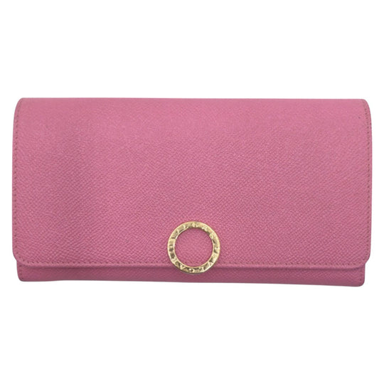 BVLGARI Long Wallet Purse leather pink Long Wallet Purse Bzero Women Used Authentic