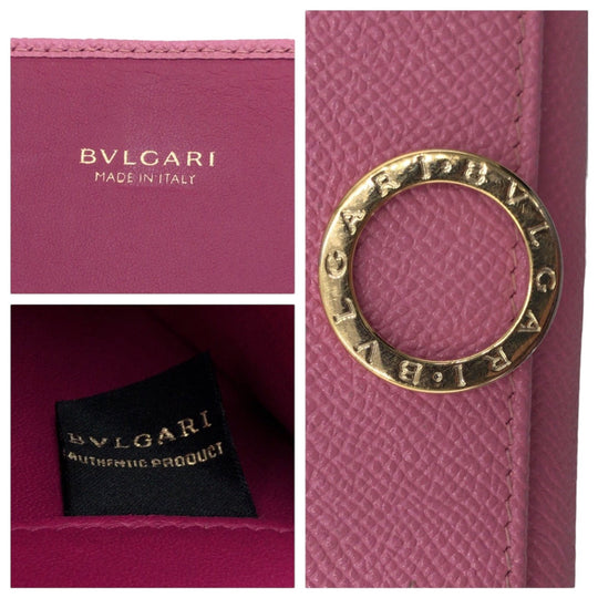 BVLGARI Long Wallet Purse leather pink Long Wallet Purse Bzero Women Used Authentic