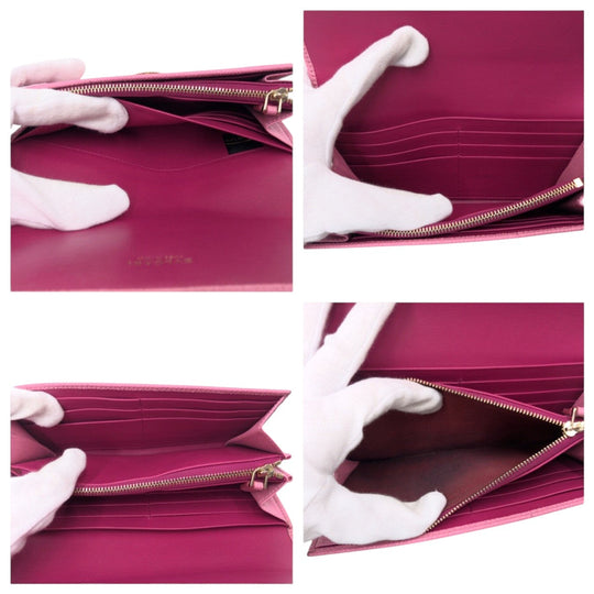 BVLGARI Long Wallet Purse leather pink Long Wallet Purse Bzero Women Used Authentic