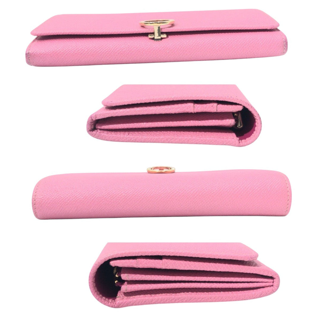 BVLGARI Long Wallet Purse leather pink Long Wallet Purse Bzero Women Used Authentic
