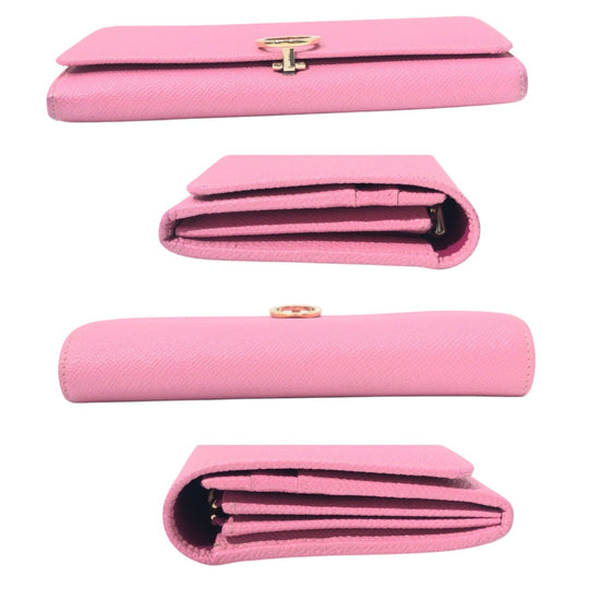 BVLGARI Long Wallet Purse leather pink Long Wallet Purse Bzero Women Used Authentic