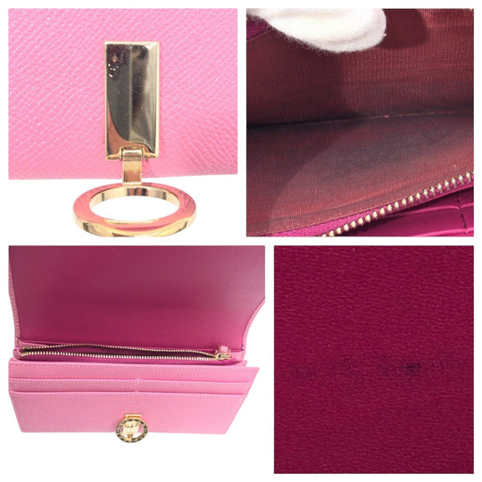 BVLGARI Long Wallet Purse leather pink Long Wallet Purse Bzero Women Used Authentic