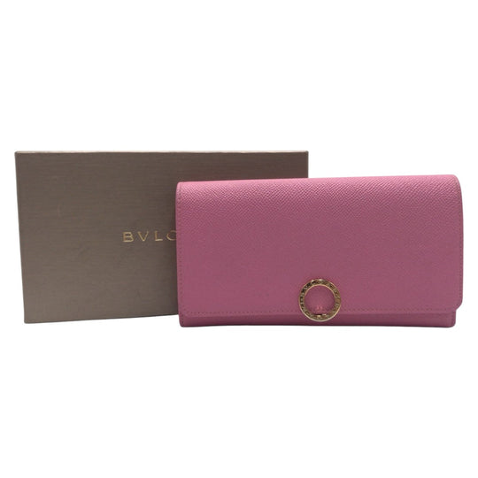 BVLGARI Long Wallet Purse leather pink Long Wallet Purse Bzero Women Used Authentic