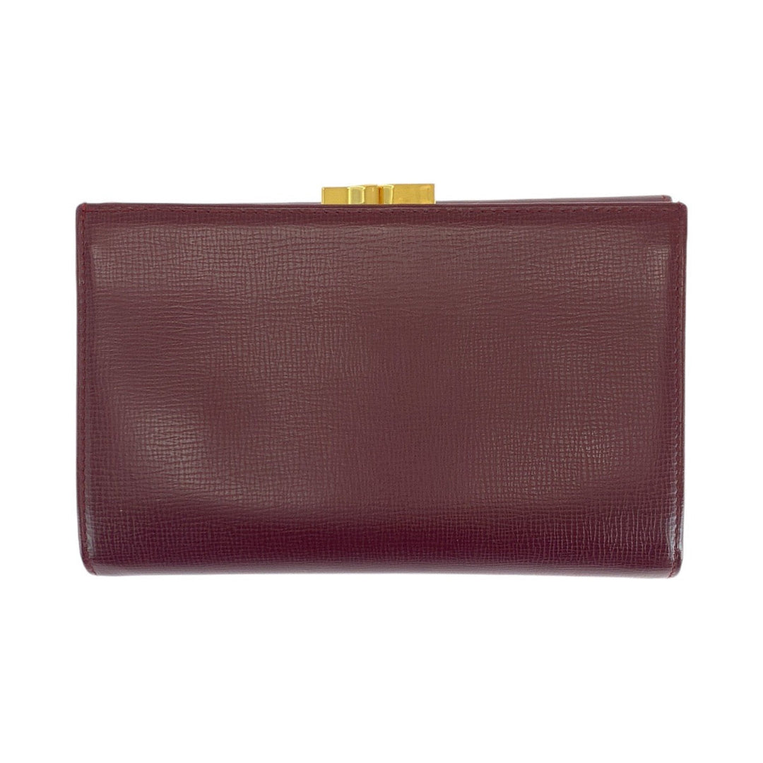 CARTIER Tri-fold wallet leather Wine Red Bordeaux Folding wallet Compact wallet Must Line Women Used Authentic