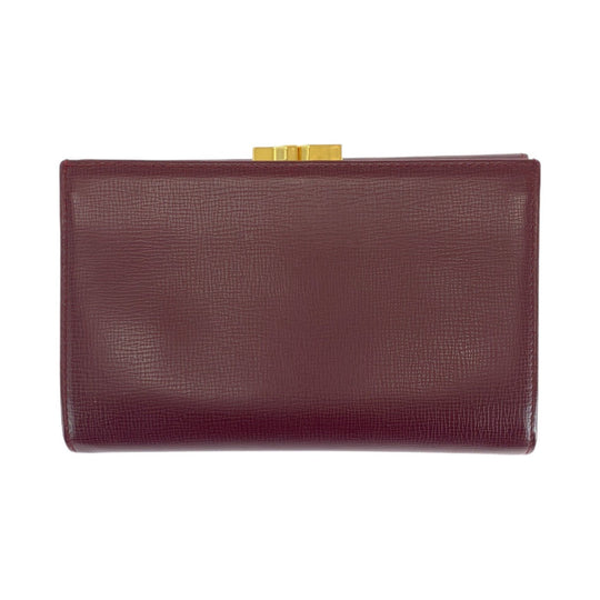 CARTIER Tri-fold wallet leather Wine Red Bordeaux Folding wallet Compact wallet Must Line Women Used Authentic