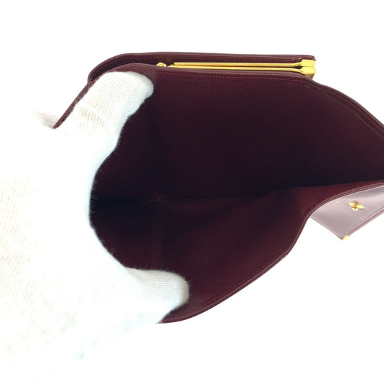 CARTIER Tri-fold wallet leather Wine Red Bordeaux Folding wallet Compact wallet Must Line Women Used Authentic