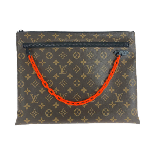 LOUIS VUITTON Clutch bag M44484 PVC Brown orange Clutch bag unisex Monogram Solar Powered Ray Pochette Virgil Abloh mens Used Authentic