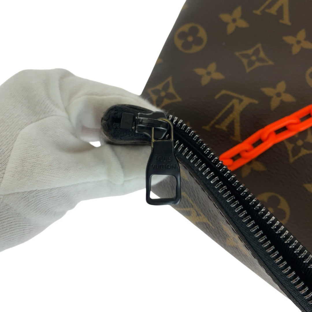 LOUIS VUITTON Clutch bag M44484 PVC Brown orange Clutch bag unisex Monogram Solar Powered Ray Pochette Virgil Abloh mens Used Authentic