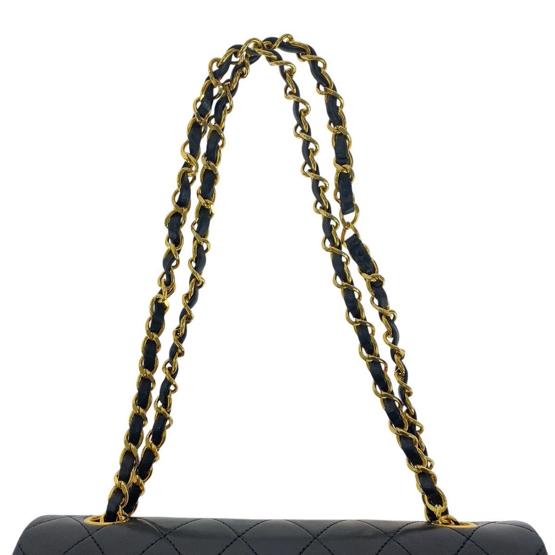 CHANEL Shoulder Bag lambskin Black GoldMetal Matrasse COCO Mark Turnlock Women Used Authentic