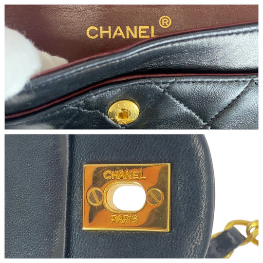 CHANEL Shoulder Bag lambskin Black GoldMetal Matrasse COCO Mark Turnlock Women Used Authentic