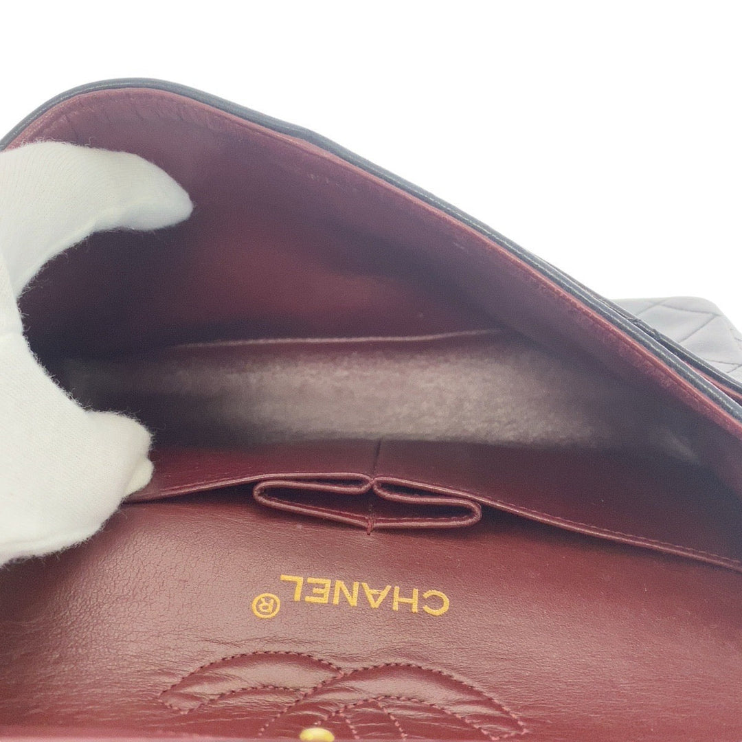 CHANEL Shoulder Bag lambskin Black GoldMetal Matrasse COCO Mark Turnlock Women Used Authentic