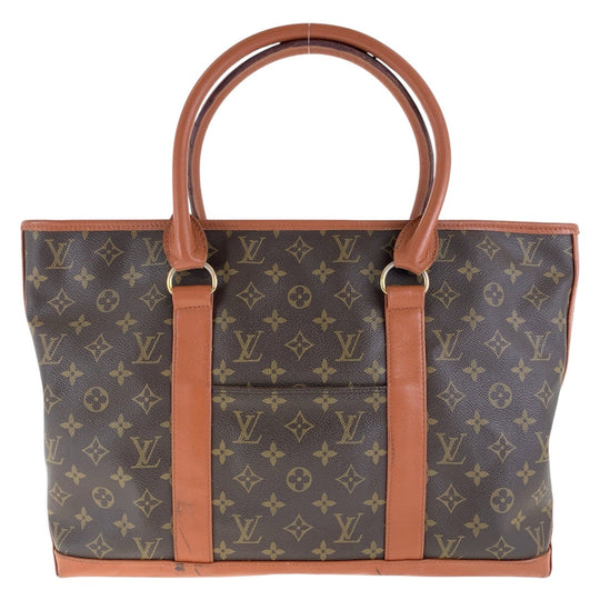 LOUIS VUITTON Tote Bag M42425 PVC, Leather Brown Tote Bag Shoulder Bag Monogram Weekend PM Women Used Authentic