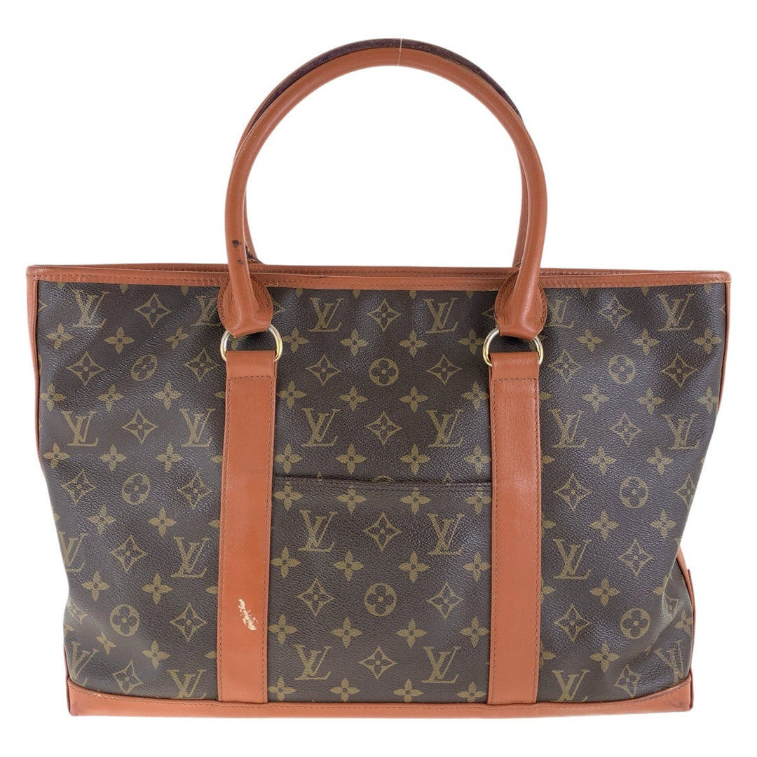 LOUIS VUITTON Tote Bag M42425 PVC, Leather Brown Tote Bag Shoulder Bag Monogram Weekend PM Women Used Authentic