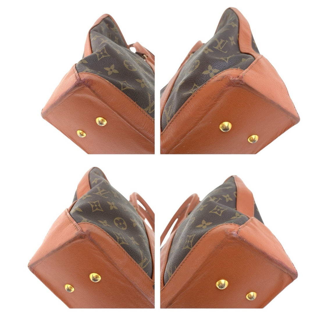 LOUIS VUITTON Tote Bag M42425 PVC, Leather Brown Tote Bag Shoulder Bag Monogram Weekend PM Women Used Authentic