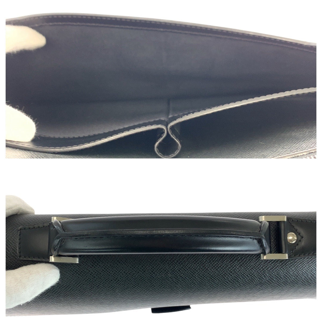 LOUIS VUITTON Business bag M31042 leather Black Ardoise SilverMetal Business bag briefcase Taiga Robusto 2 mens Used Authentic