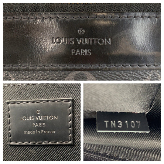 LOUIS VUITTON Clutch bag M62291 PVC Black SilverMetal Clutch bag business bag Monogram Eclipse Pochette Discovery mens Used Authentic