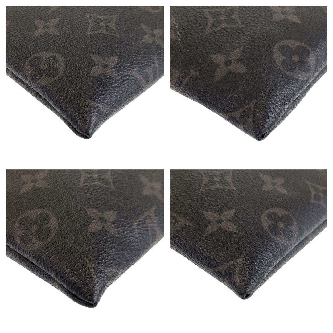 LOUIS VUITTON Clutch bag M62291 PVC Black SilverMetal Clutch bag business bag Monogram Eclipse Pochette Discovery mens Used Authentic