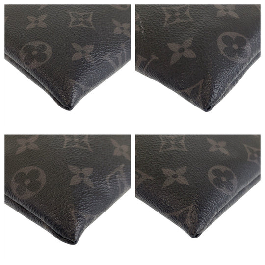 LOUIS VUITTON Clutch bag M62291 PVC Black SilverMetal Clutch bag business bag Monogram Eclipse Pochette Discovery mens Used Authentic