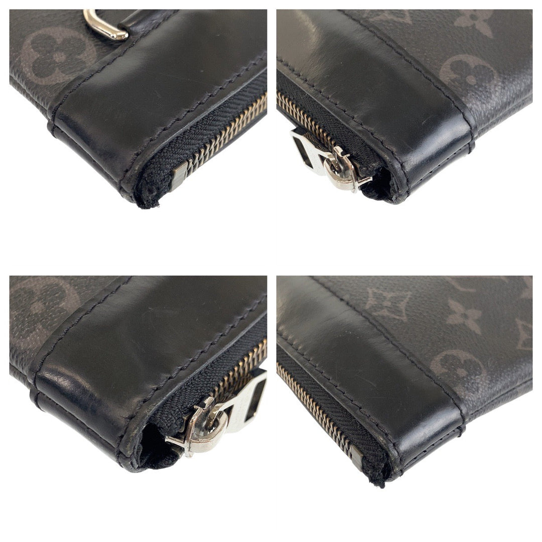 LOUIS VUITTON Clutch bag M62291 PVC Black SilverMetal Clutch bag business bag Monogram Eclipse Pochette Discovery mens Used Authentic