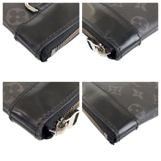 LOUIS VUITTON Clutch bag M62291 PVC Black SilverMetal Clutch bag business bag Monogram Eclipse Pochette Discovery mens Used Authentic