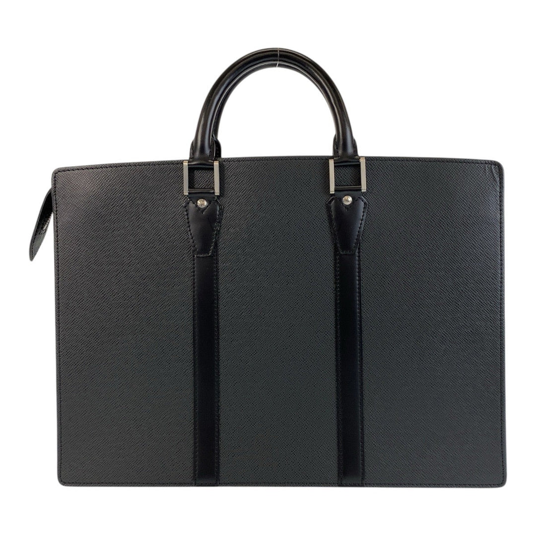 LOUIS VUITTON Business bag M30052 leather Ardoise Black SilverMetal Business bag briefcase Taiga Porte Documentant Rosen mens Used Authentic