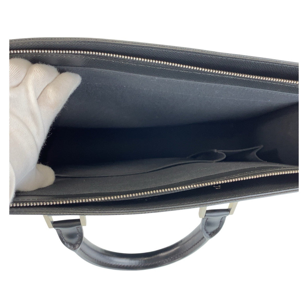 LOUIS VUITTON Business bag M30052 leather Ardoise Black SilverMetal Business bag briefcase Taiga Porte Documentant Rosen mens Used Authentic
