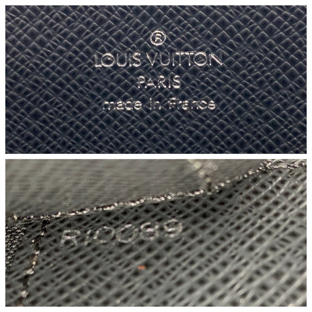 LOUIS VUITTON Business bag M30052 leather Ardoise Black SilverMetal Business bag briefcase Taiga Porte Documentant Rosen mens Used Authentic