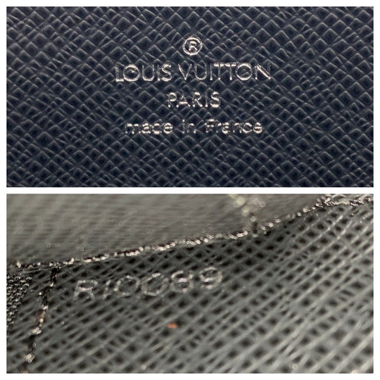 LOUIS VUITTON Business bag M30052 leather Ardoise Black SilverMetal Business bag briefcase Taiga Porte Documentant Rosen mens Used Authentic