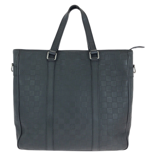 LOUIS VUITTON Business bag N41467 leather Black Gunmetal Business bag Tote Bag Damier Anfini Tadao PM mens Used Authentic