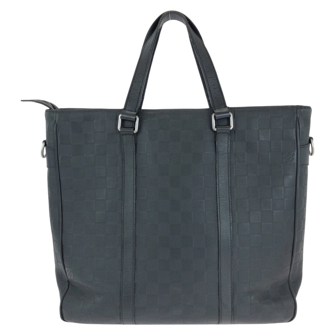 LOUIS VUITTON Business bag N41467 leather Black Gunmetal Business bag Tote Bag Damier Anfini Tadao PM mens Used Authentic