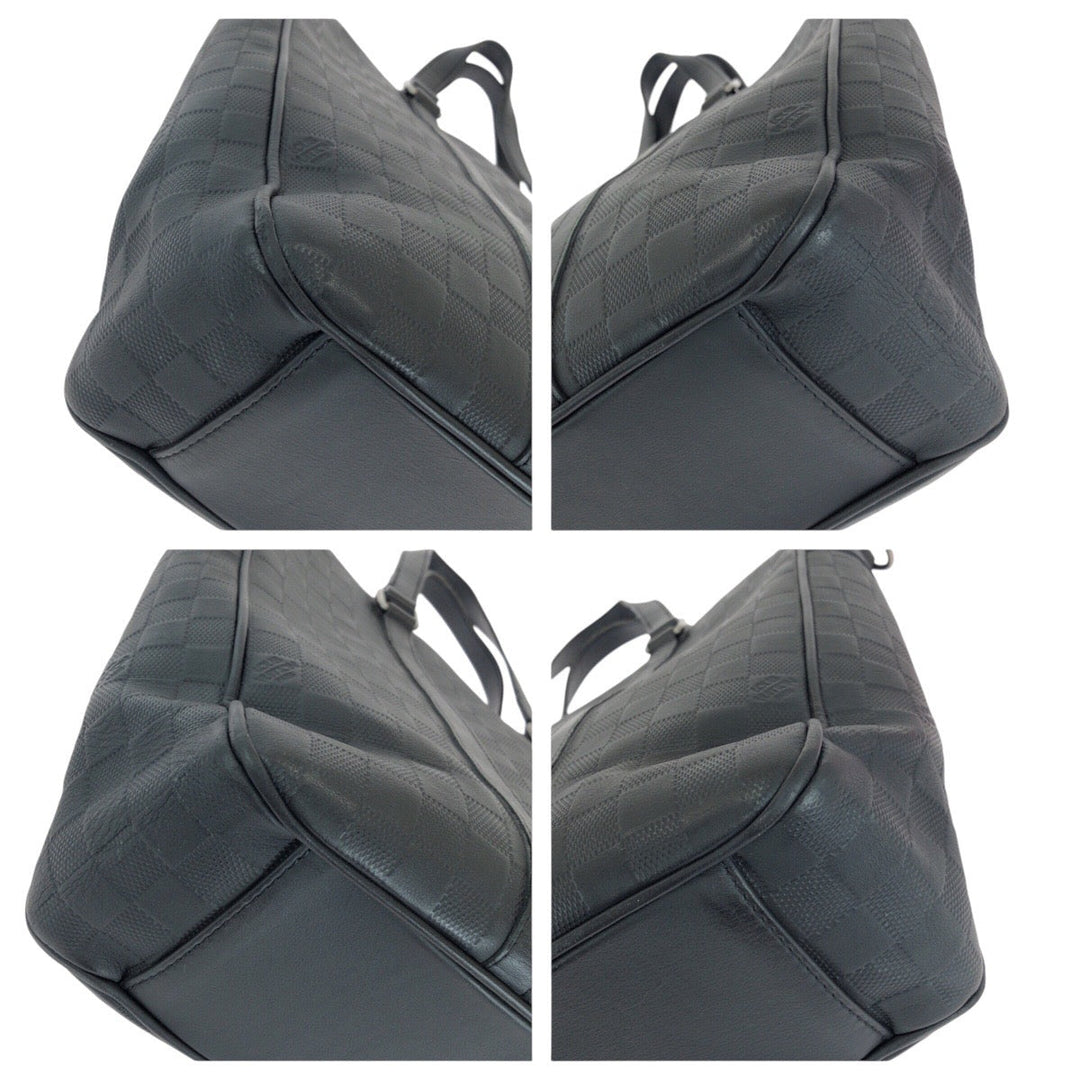 LOUIS VUITTON Business bag N41467 leather Black Gunmetal Business bag Tote Bag Damier Anfini Tadao PM mens Used Authentic