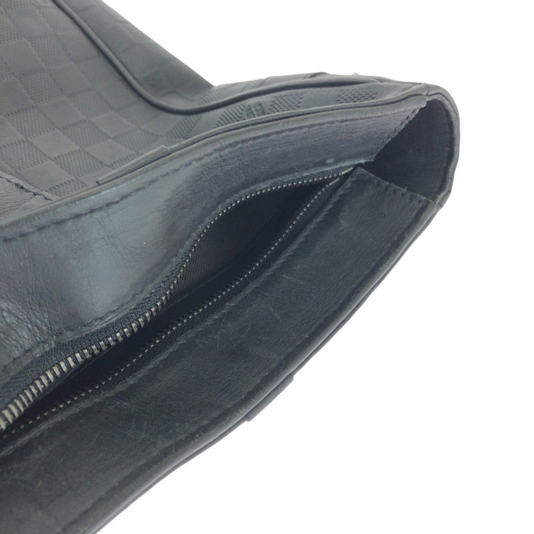 LOUIS VUITTON Business bag N41467 leather Black Gunmetal Business bag Tote Bag Damier Anfini Tadao PM mens Used Authentic