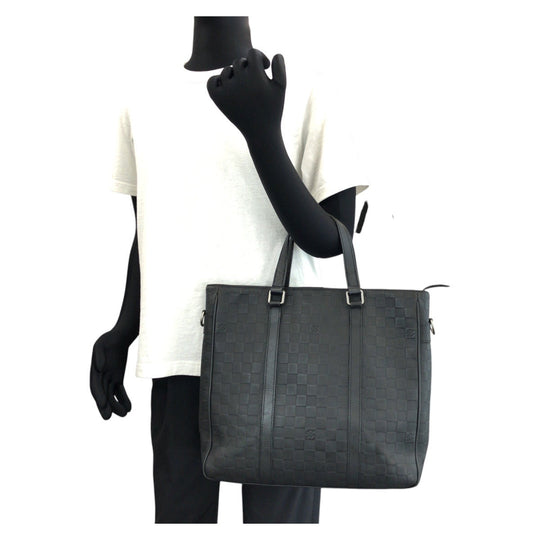 LOUIS VUITTON Business bag N41467 leather Black Gunmetal Business bag Tote Bag Damier Anfini Tadao PM mens Used Authentic