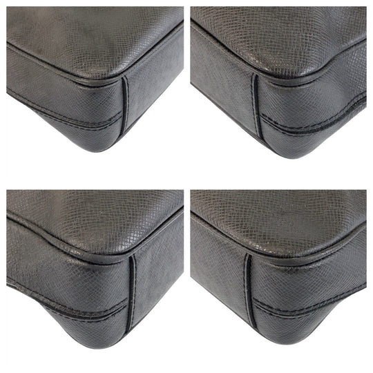 LOUIS VUITTON Business bag M33412 leather Noir Black SilverMetal Business bag briefcase Taiga Porte Documan Voyagej mens Used Authentic