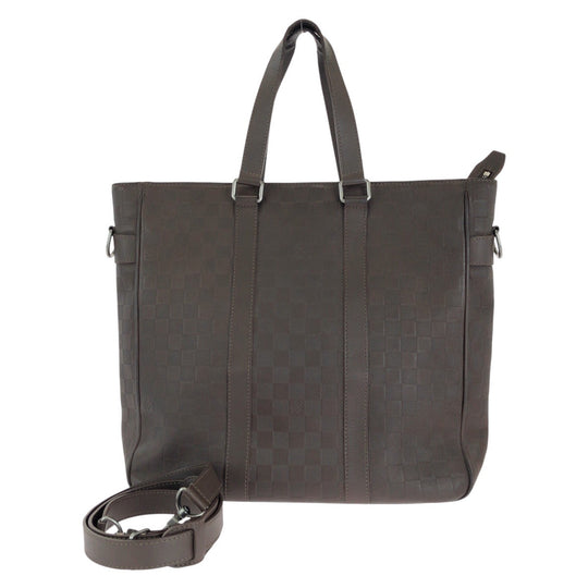 LOUIS VUITTON Business bag N41229 leather Meteor Brown Gunmetal Business Bag Tote Bag Shoulder Bag 2way Damier Anfini Neo Tadao mens Used Authentic