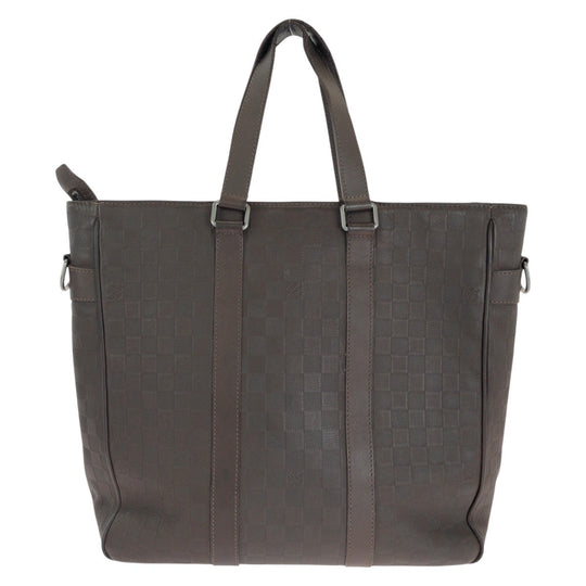 LOUIS VUITTON Business bag N41229 leather Meteor Brown Gunmetal Business Bag Tote Bag Shoulder Bag 2way Damier Anfini Neo Tadao mens Used Authentic