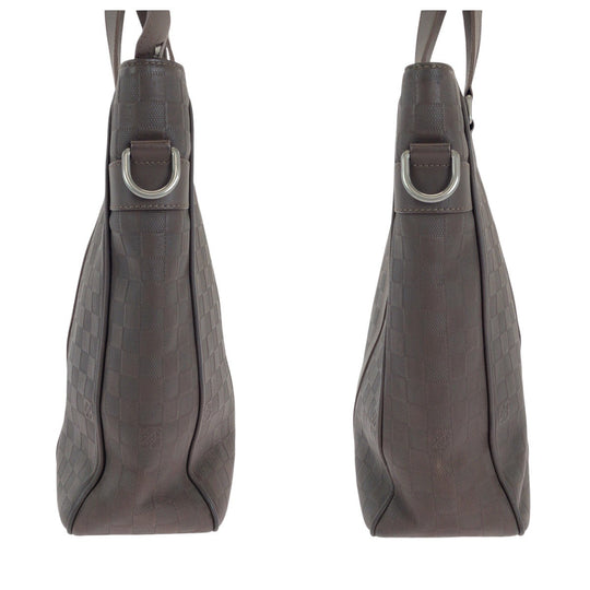 LOUIS VUITTON Business bag N41229 leather Meteor Brown Gunmetal Business Bag Tote Bag Shoulder Bag 2way Damier Anfini Neo Tadao mens Used Authentic