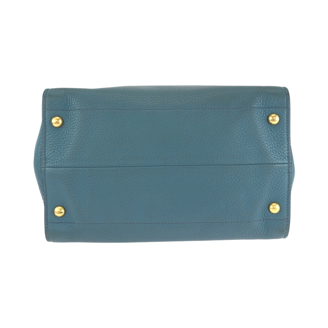 PRADA Shoulder Bag BN2693 leather Blue GoldMetal Shoulder Bag Handbag 2way Vitterodino Women Used Authentic