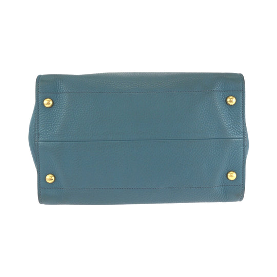 PRADA Shoulder Bag BN2693 leather Blue GoldMetal Shoulder Bag Handbag 2way Vitterodino Women Used Authentic