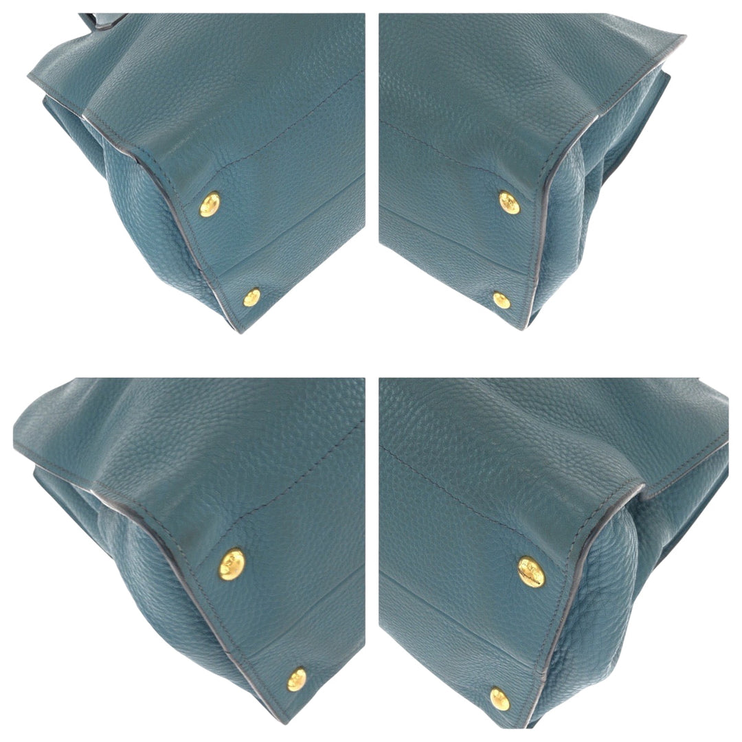 PRADA Shoulder Bag BN2693 leather Blue GoldMetal Shoulder Bag Handbag 2way Vitterodino Women Used Authentic
