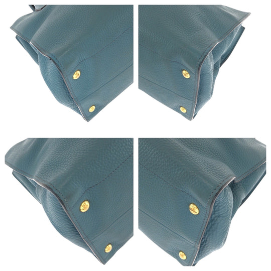 PRADA Shoulder Bag BN2693 leather Blue GoldMetal Shoulder Bag Handbag 2way Vitterodino Women Used Authentic