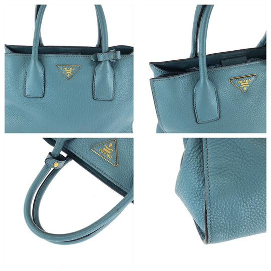PRADA Shoulder Bag BN2693 leather Blue GoldMetal Shoulder Bag Handbag 2way Vitterodino Women Used Authentic