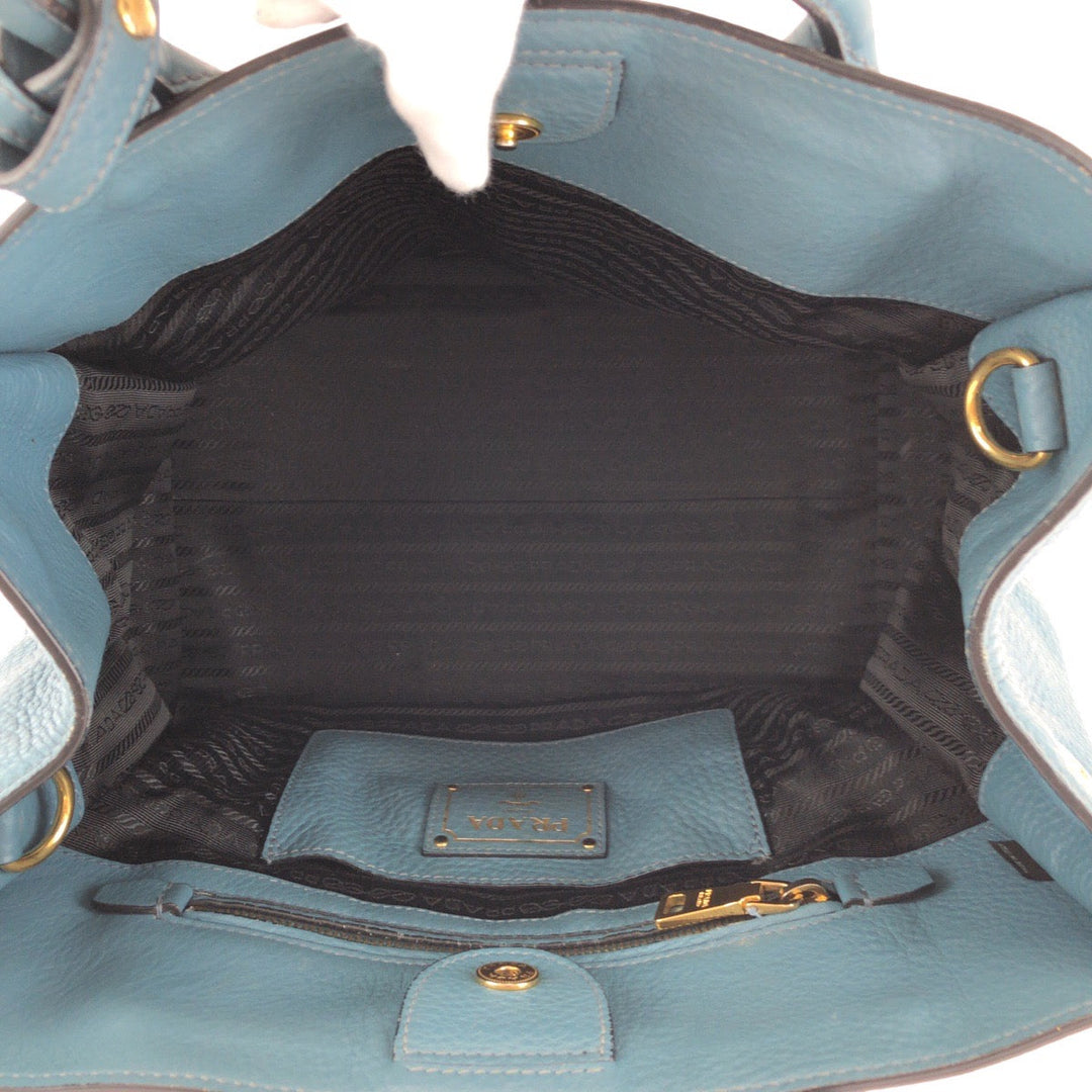 PRADA Shoulder Bag BN2693 leather Blue GoldMetal Shoulder Bag Handbag 2way Vitterodino Women Used Authentic