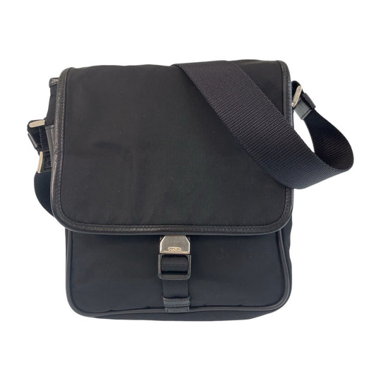 PRADA Shoulder Bag Nylon Black SilverMetal Crossbody Shoulder Bag Messenger Bag Test Triangle With logo Women Used Authentic