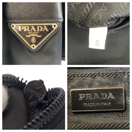 PRADA Shoulder Bag Nylon Black SilverMetal Crossbody Shoulder Bag Messenger Bag Test Triangle With logo Women Used Authentic